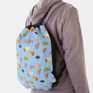 Aperol and Cheese Pattern Drawstring Bag