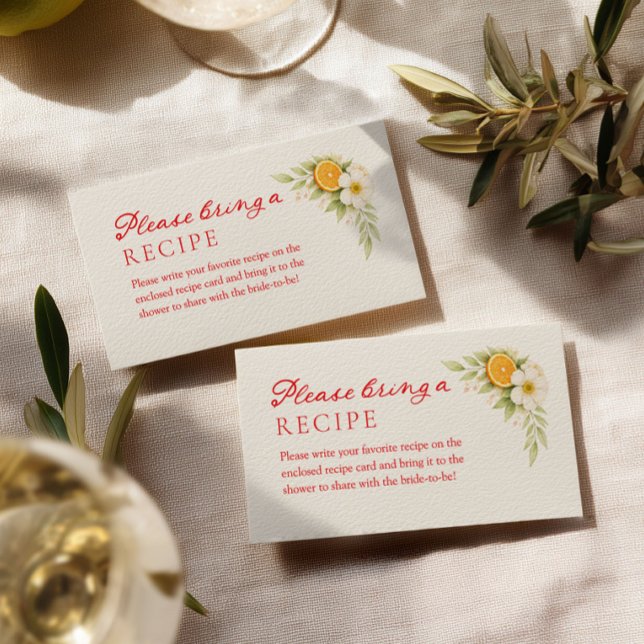 Aperol Bridal Shower Recipe Enclosure Card (Creator Uploaded)