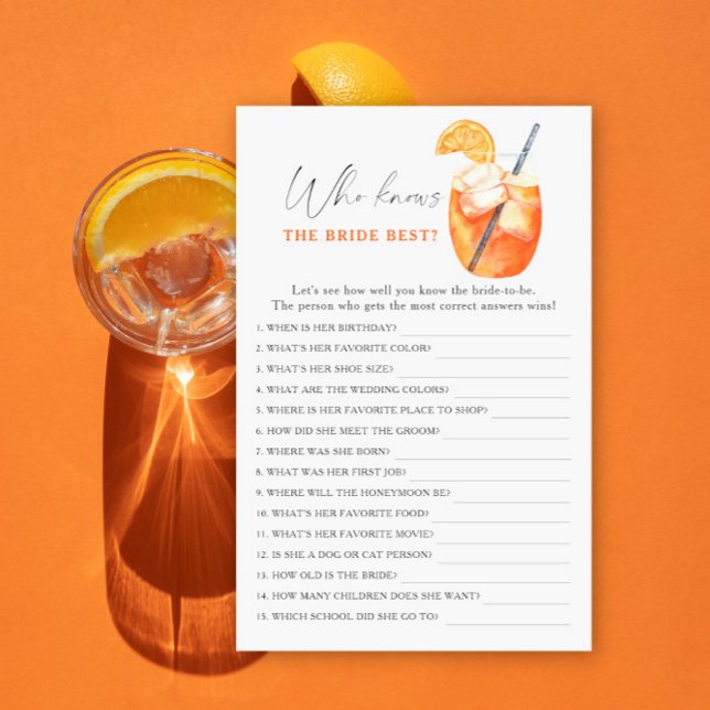 aperol cocktail - Who knows the bride best game (Creator Uploaded)