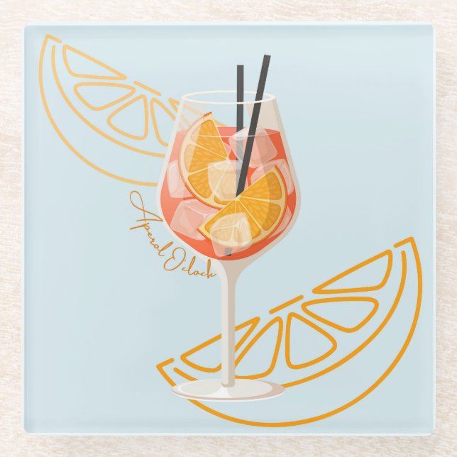   Aperol O'Clock Glass Coaster (Front)