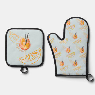 Aperol O'Clock Oven Mitt & Pot Holder Set