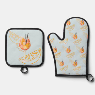 Aperol O'Clock Oven Mitt & Pot Holder Set