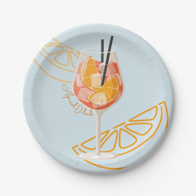 Aperol O'Clock Paper Plates (Front)