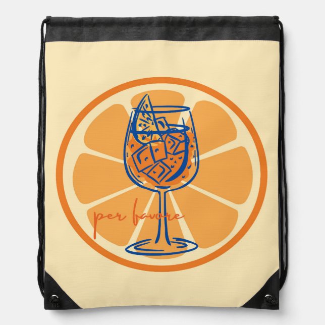 Aperol Per Favore Drawstring Bag (Front)