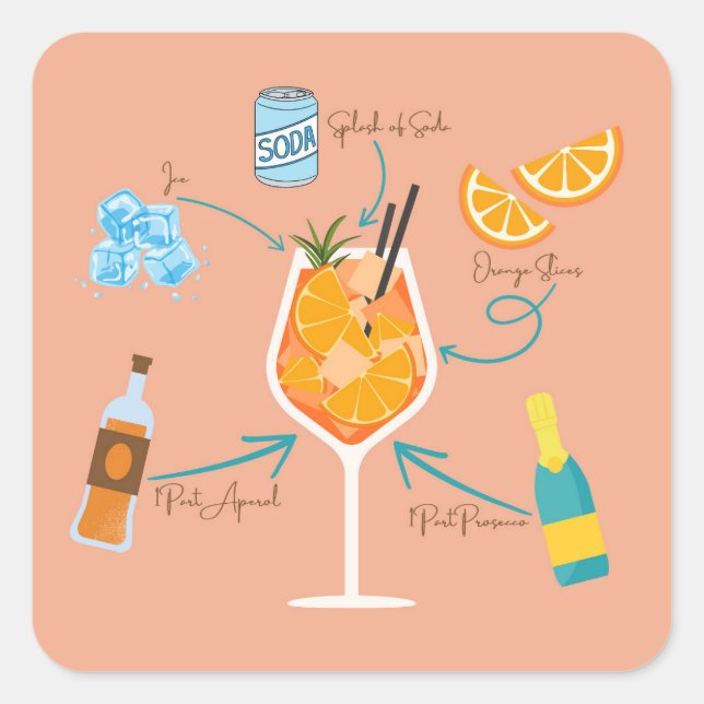 Aperol Recipe Square Sticker (Front)