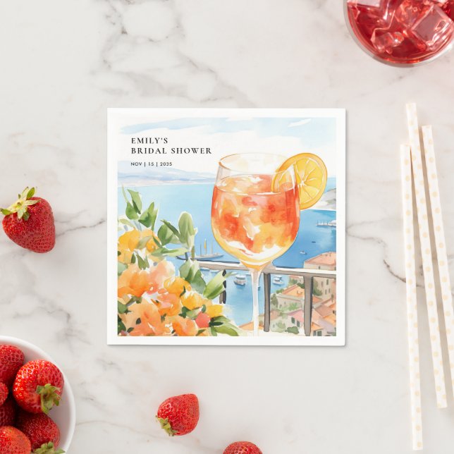 Aperol Spritz Amalfi Bridal Shower Napkins (Insitu)