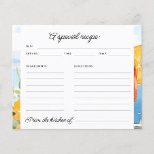 Aperol Spritz Amalfi Bridal Shower Recipe Card