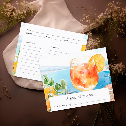 Aperol Spritz Amalfi Bridal Shower Recipe Card