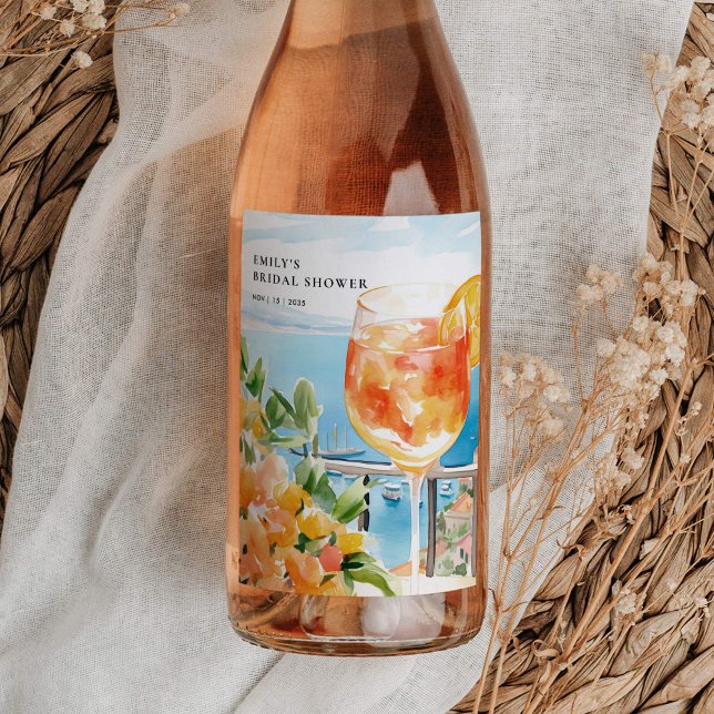 Aperol Spritz Amalfi Bridal Shower Wine Label (Creator Uploaded)
