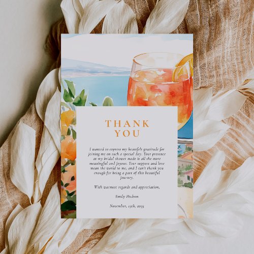 Aperol Spritz Amalfi Italy Bridal Shower Thank You Card