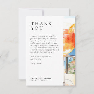 Aperol Spritz Amalfi Italy Bridal Shower Thank You Card