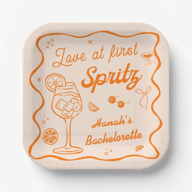 Aperol spritz Bachelorette  Paper Plates (Front)