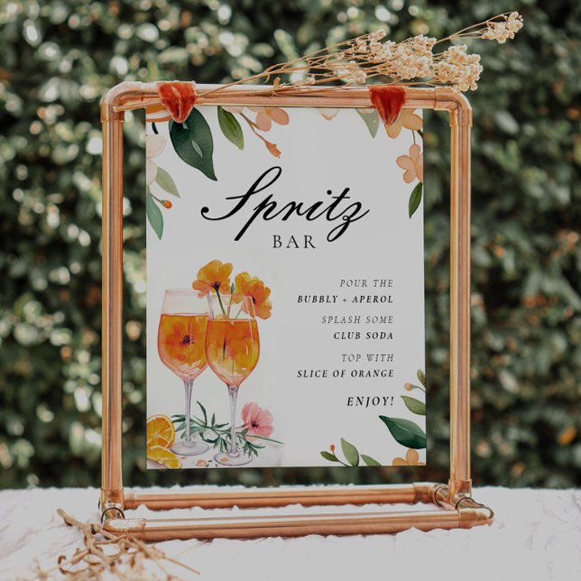 Aperol Spritz Bar Floral Bridal Shower Sign (Creator Uploaded)