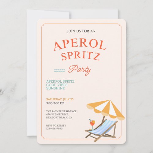 Aperol Spritz Beach Party Invitation