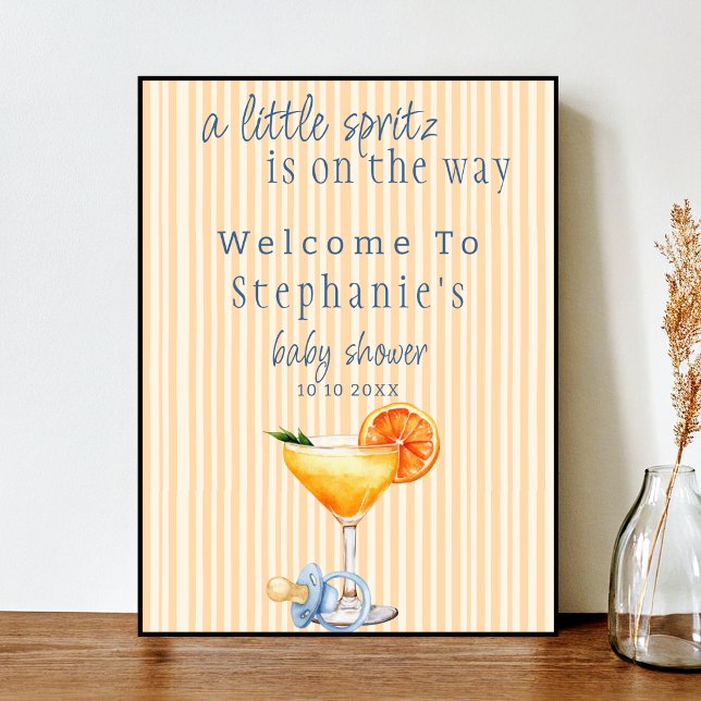 Aperol Spritz Blue Orange Citrus Boy Baby Shower Poster (Creator Uploaded)