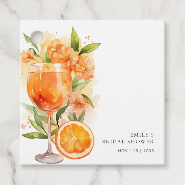 Aperol Spritz Bridal Shower Favor Tags (Front)