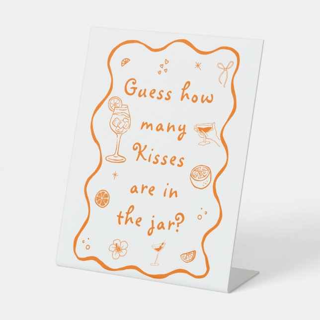 Aperol Spritz Bridal Shower Guess How many  Pedestal Sign (Front)