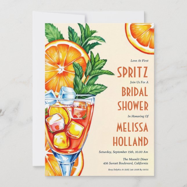 aperol spritz bridal shower invitations (Front)