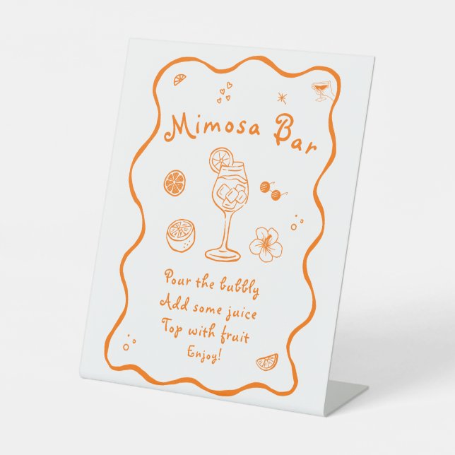 Aperol Spritz Bridal Shower Mimosa Bar Pedestal Sign (Front)
