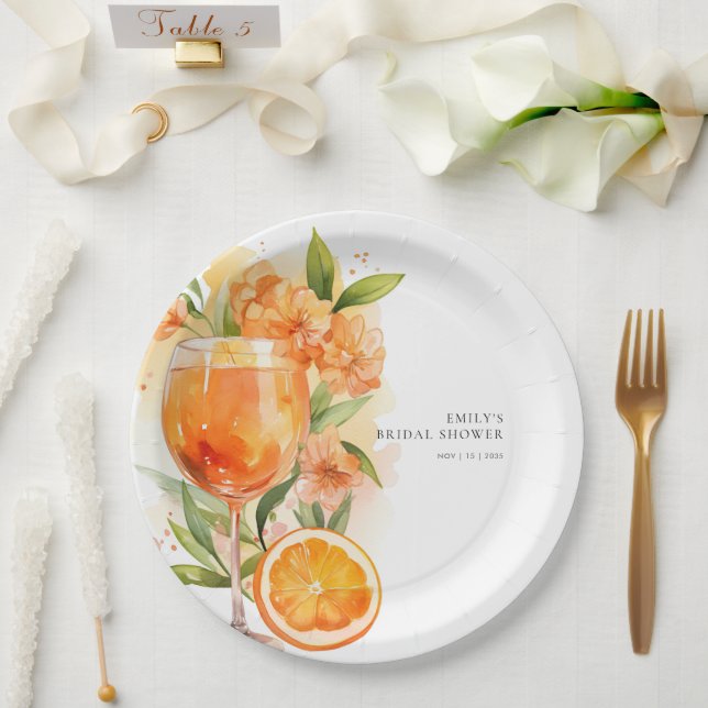 Aperol Spritz Bridal Shower Paper Plates (Wedding)