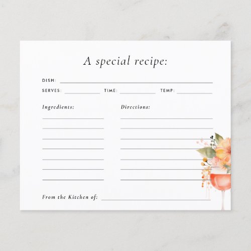 Aperol Spritz Bridal Shower Recipe Card