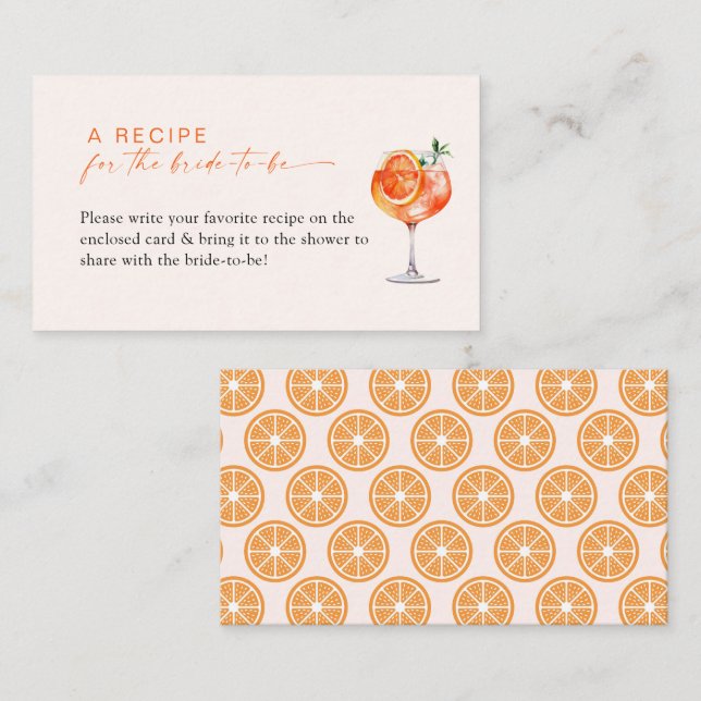 Aperol Spritz Bridal Shower Recipe Request Card (Front/Back)