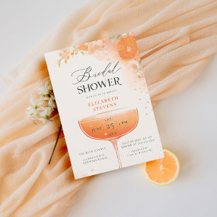 Aperol Spritz Citrus Floral Cocktail Bridal Shower Invitation