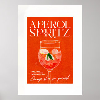 Aperol Spritz Cocktail Big Orange Glass Poster
