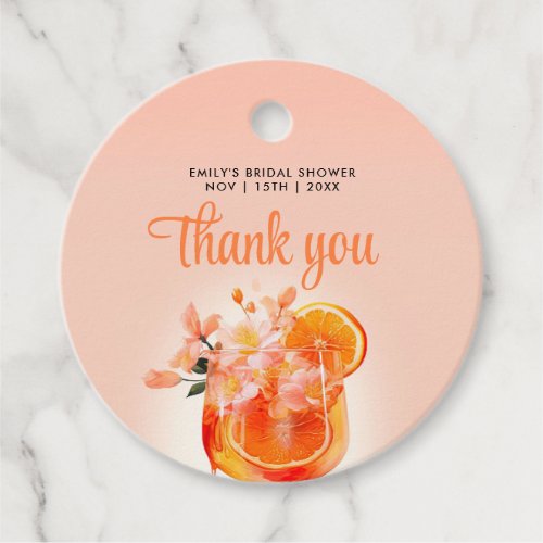 Aperol Spritz Cocktail Bridal Shower Favor Tags