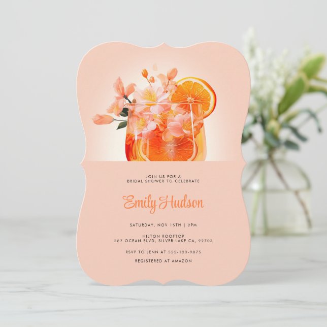 Aperol Spritz Cocktail Bridal Shower Invitation (Standing Front)