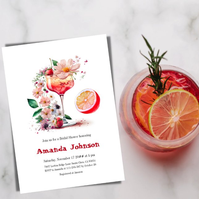 Aperol Spritz Cocktail Citrus Orange Bridal Shower Invitation (Creator Uploaded)