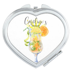 Aperol Spritz Cocktail Italian Style Bridal Shower Compact Mirror