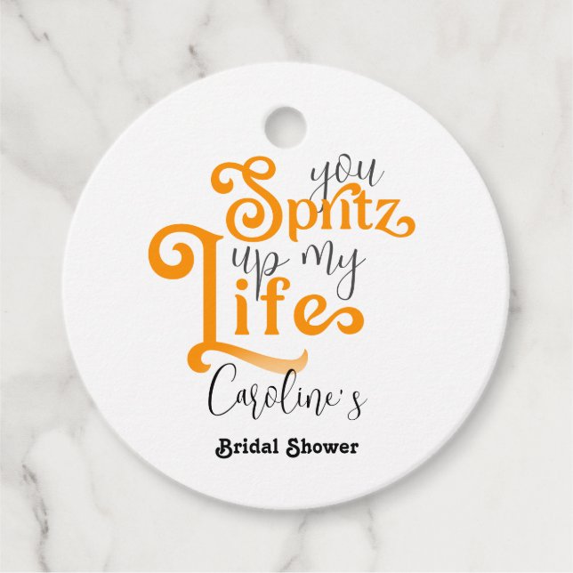 Aperol Spritz Cocktail Italian Style Bridal Shower Favor Tags (Front)