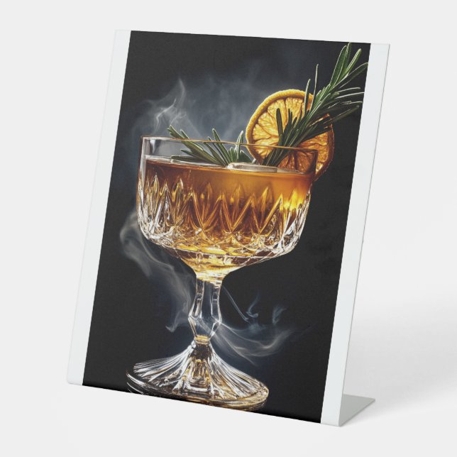 Aperol spritz cocktail on a dark background pedestal sign (Front)