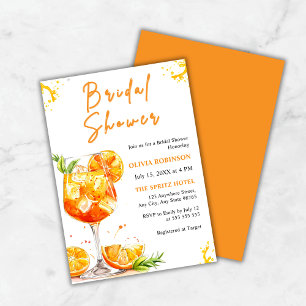 Aperol Spritz Cocktail Orange Bridal Shower Invitation