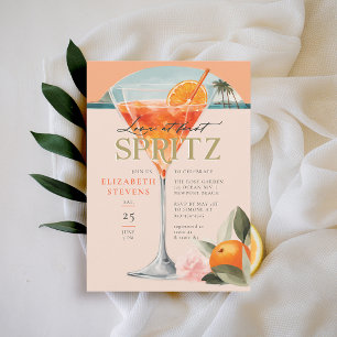Aperol Spritz Cocktail Orange Chic Bridal Shower Invitation