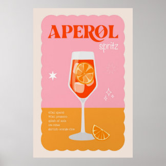 Aperol Spritz Cocktail Poster