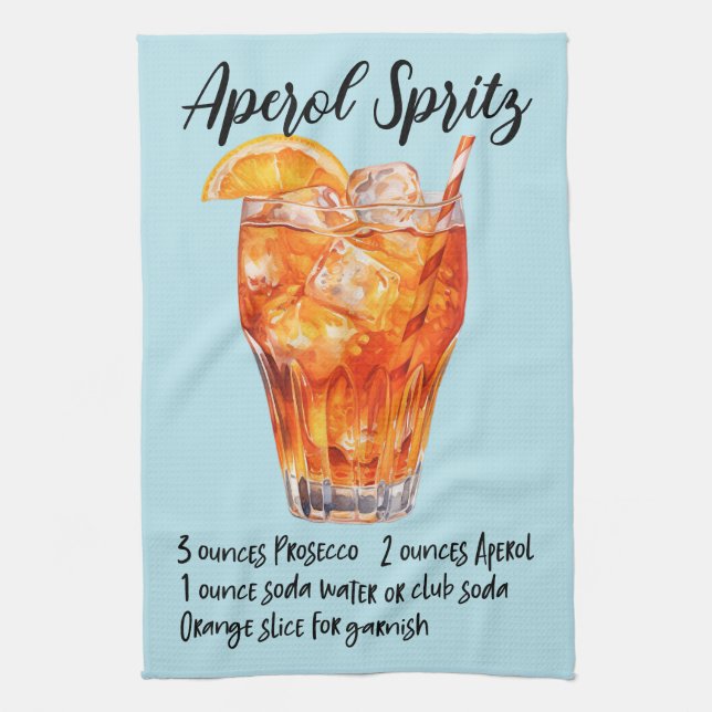 Aperol Spritz Cocktail Recipe Kitchen Towel (Vertical)