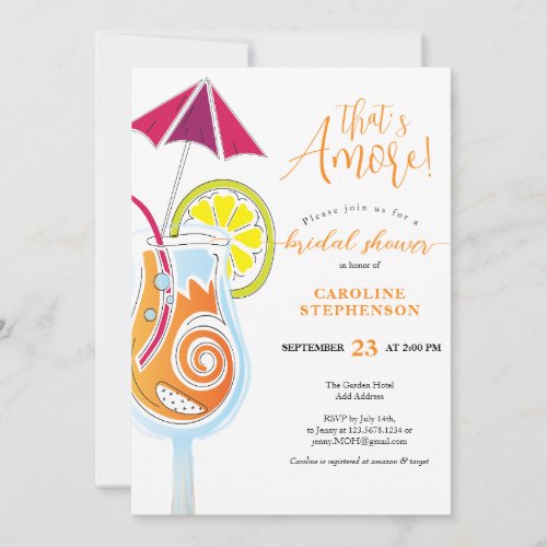 Aperol Spritz Cocktail Simple Script Bridal Shower Invitation