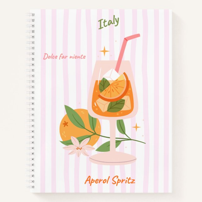 Aperol Spritz Cocktail Spiral Notebook (Front)