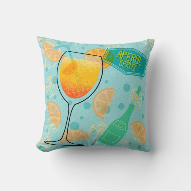 Aperol Spritz Cocktail Throw Pillow (Front)