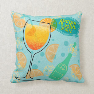 Aperol Spritz Cocktail Throw Pillow