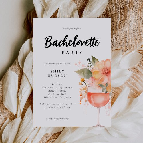 Aperol Spritz Floral Bachelorette Party Invitation