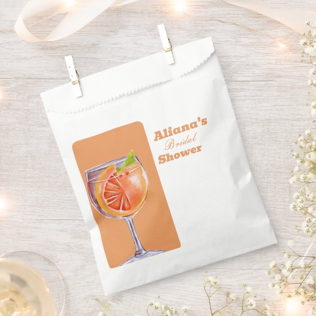 Aperol Spritz Floral Bridal Shower Favor Bag (Clipped)