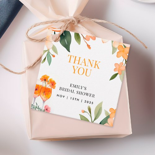 Aperol Spritz Floral Bridal Shower Favor Tag