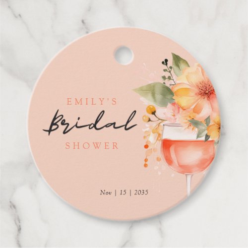 Aperol Spritz Floral Bridal Shower Favor Tags