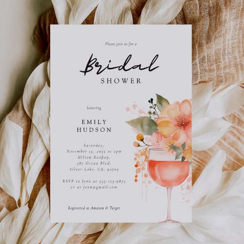 Aperol Spritz Floral Bridal Shower Invitation