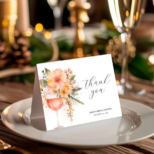 Aperol Spritz Floral Bridal Shower Letterpress Thank You Card
