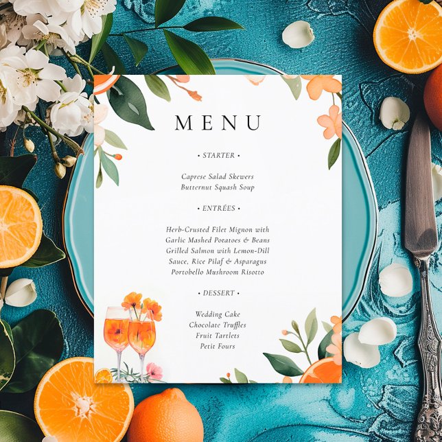 Aperol Spritz Floral Bridal Shower Menu (Creator Uploaded)