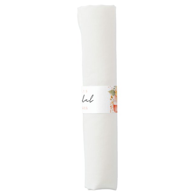 Aperol Spritz Floral Bridal Shower Napkin Bands (Front)